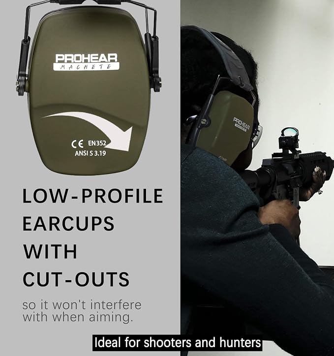 PROHEAR Ear Protection Safety Earmuffs for Shooting Noise Reduction Slim Hearing Protector
