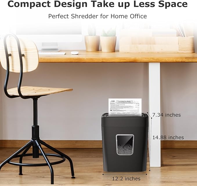 Bonsaii Paper Shredder, 9-Sheet Crosscut Home Office Shredder with 4.2 Gallon Bin, P-4 Security Level Document Shredder Shred Credit Card/Mail/Staple/Clip (C261-C Updated)