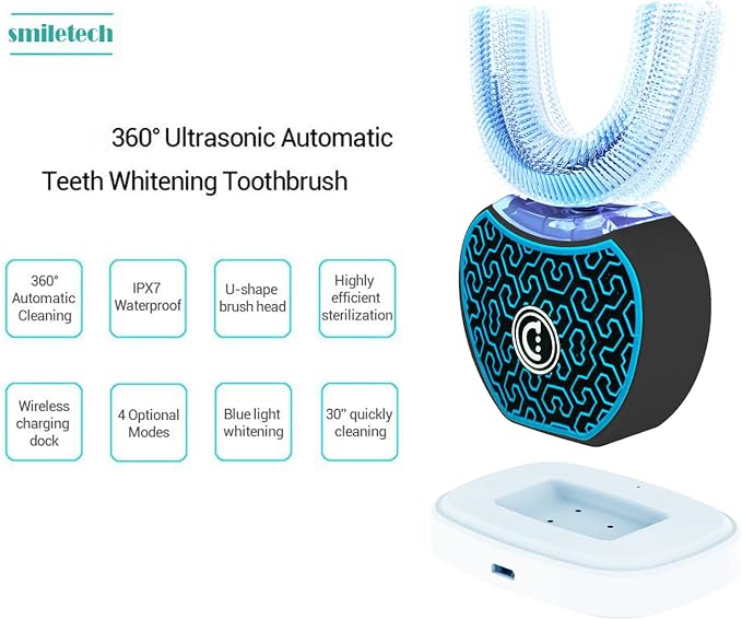 Automatic Toothbrush,Sonic toothbrushes for Adults,Electric Toothbrush Teeth Whitening Kit,Sonic Glow Toothbrush,Equipped with Two Replacement Brush Heads,White