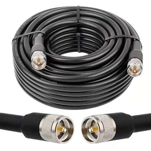 MOOKEERF UHF CB Coax Cable, 60FT KMR400 PL259 Coaxial Cable UHF Male to Male Coax Cable Low Loss UHF Cable for CB Radio,HAM Radio, VHF Radio, SWR Meter, Antenna Analyzer