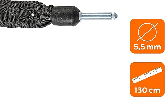 AXA ULC 130 Plug-in Chain Bike Lock, 130 cm (4.3 ft) Long, 5.5 mm Hardened Steel Links, Heavy Duty Anti-Theft E-Bike Security Chain, Compatible with AXA Ring & Frame Locks for Bicycles and Scooters