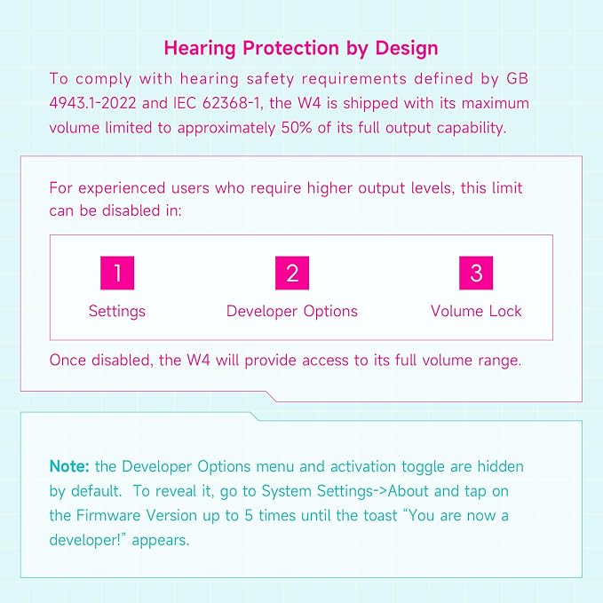 HiBy W4 Bluetooth Headphone Amplifier USB DAC, BT 5.4 & NFC, aptX Lossless LDAC, Dual DAC, DSD512 PCM 768kHz, 2-Inch Touch Screen, CVC Noise Reduction, 3.5mm & 4.4mm Balanced Output