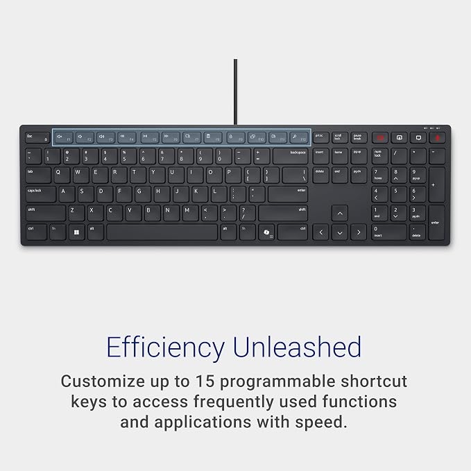 Dell KB525C Wired Collaboration Keyboard - USB-C & USB-A Versatile connectivity, 15 Programmable Shortcuts, Collaboration Keys - Zoom & Microsoft Teams, Copilot Key, Silent Keys - Black