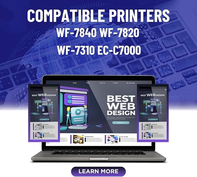Remanufactured Ink Cartridges Replacement for Epson 812XL Ink cartridges Combo Pack 812 XL for Workforce Pro WF-7840 WF-7820 WF-7310 EC-C7000 Printer 10 Pack