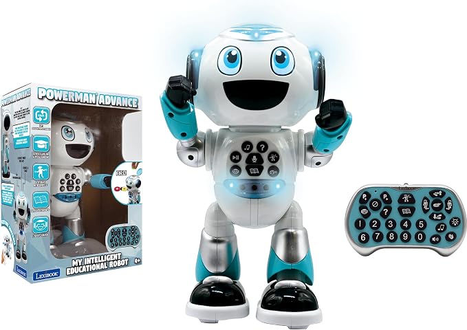 LEXiBOOK - Powerman Advance - Remote Control Robot, Interactive and Educational Toy for Children, Walks, Dances, Plays Music, Makes and Tells Stories, Educational quizzes, STEM programmable - ROB28EN