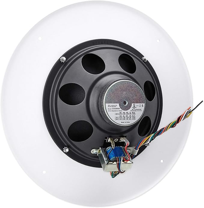 JBL Professional CSS8008 Commercial Series Round Ceiling Speaker, 8”. 5-Watt Multi-Tap Transformer for 100V, 70V and 25V Distributed Lines. Single Speaker. White and Paintable