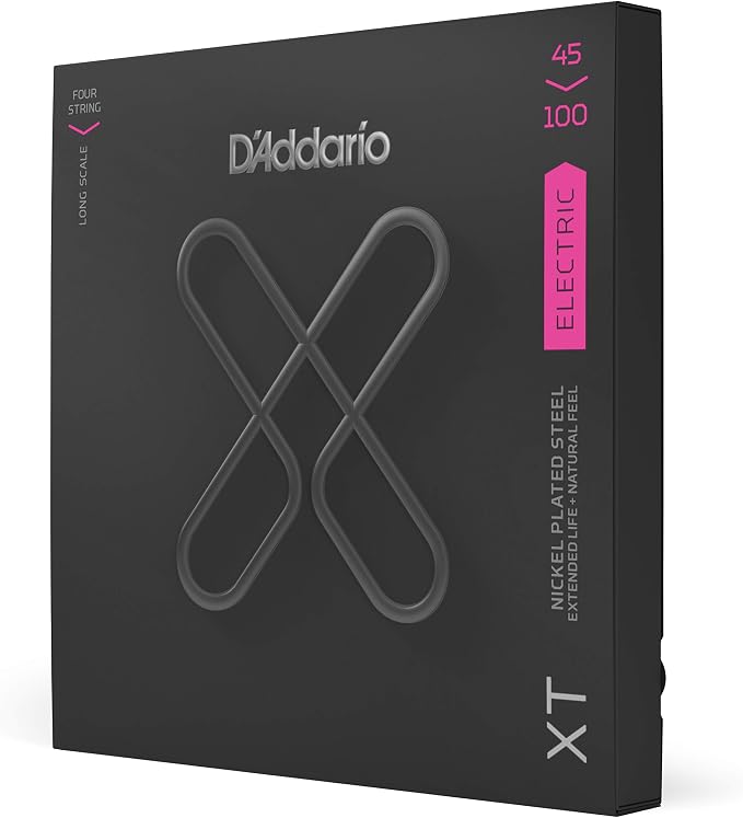 D'Addario Bass Guitar Strings, XT Coated Electric, XTB45100, Regular Light 45-100, 4-String Set, Pack of 1