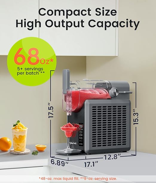 CyberChill Slushie Machine, Slushy Machine for Home with LED Display - 5 Preset Programs & 24H Delay Start&Freshness, No Ice Needed Frozen Drink Maker for Frozen Margaritas, Frappés & Ice Cream