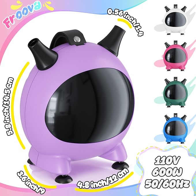 Balloon Pump Electric, Portable Balloons Inflator Air Pump Dual Nozzle, 110V Small Electric Balloons Blower Machine Corded, 600W for Latex Foil Balloon Arch Garland Party Decorations Supplies