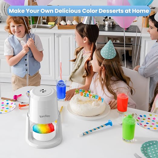 Professional Shaved Ice Machine: RX03 Electric Snow Cone Maker & ICEE Machine for Home, 60W Power, 120V Universal Voltage, Create Fluffy Ice Snow Cones, Slushies and Frozen Treats-White