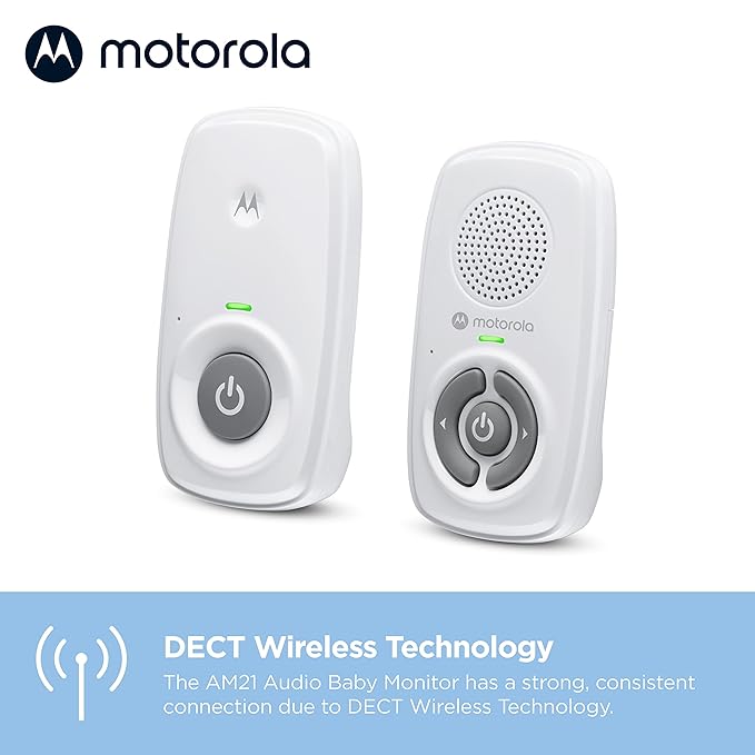 Motorola Nursery Wireless Audio Baby Monitor (No WiFi) + Portable Sound Machine Bundle | AM21 Long Range Monitor with White Noise Sleep Soother & Night Light