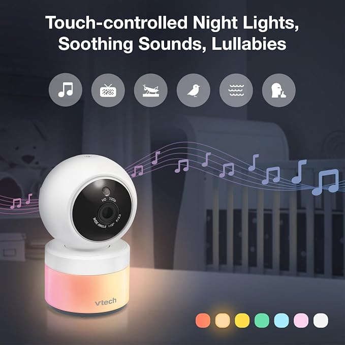 VTech Video Baby Monitor VM5263, 5" HD LCD, Pan-Tilt-Zoom, White