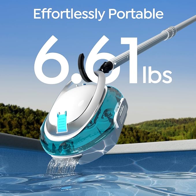 S2 Automatic Pool Vacuum for Above Ground Pools, Cordless Robotic Pool Cleaner with Dual-Motor Cleaning System, 90-Min Runtime, Efficient Debris Pickup and Quick Drain Design(Transparent Blue)
