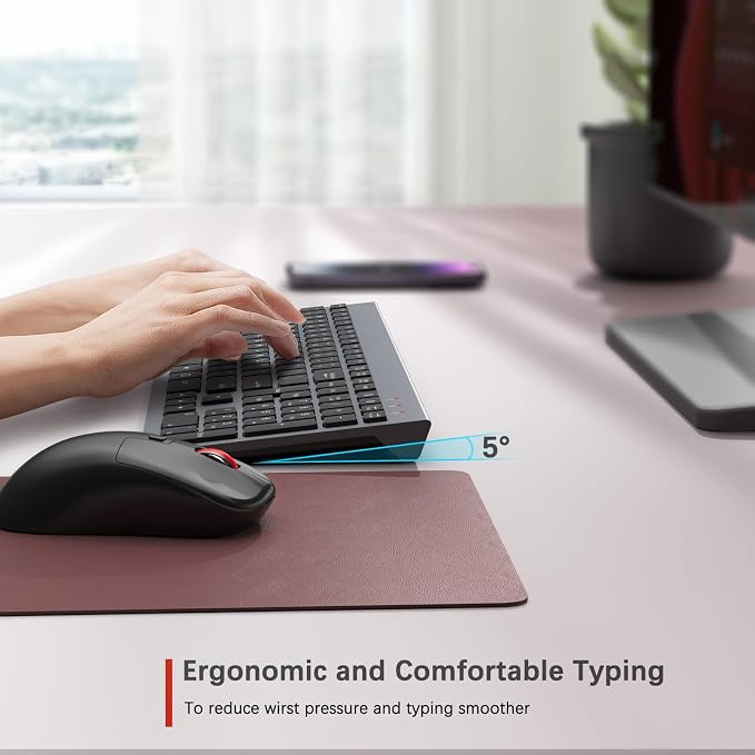 GAMCATZ Wireless Keyboard and Mouse Combo,Quiet Click,Full Size Design with Number Pad,Ergonomic Mouse with 5 DPI,Sleep Mode-2.4G Silent Portable Cordless Combo for Laptop/PC/Computer/Mac(Grey)