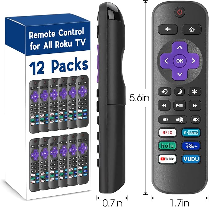 12 Pack Replacement Remote Control Only for Roku TV, Compatible with All TCLRoku/HisenseRoku/OnnRoku/SharpRoku/PhilipsRoku (Not for Roku Stick, Box or Speaker)