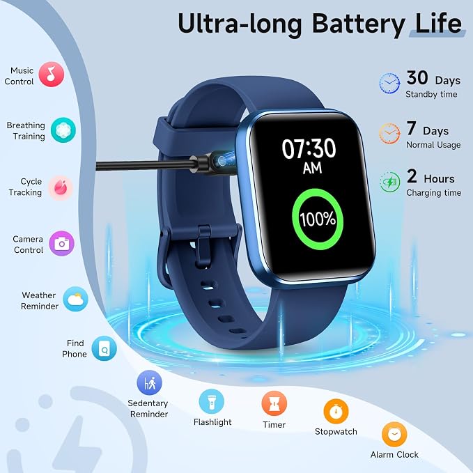 Gydom Smart Watches for Men, 1.8" Fitness Tracker for Android & iPhone, Answer/Make Calls, Alexa Built-in, Heart Rate/Sleep/SpO2 Monitor Smartwatch, IP68 Waterproof Watches 101+ Sport Modes, 2 Bands