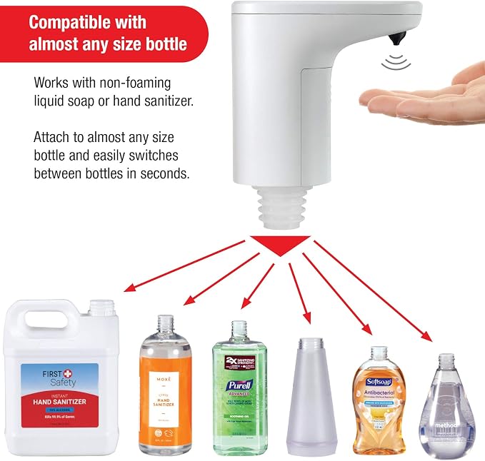First Safety Touchless Pump for Liquid Hand Soap and Hand Sanitizer (Pack of 6)