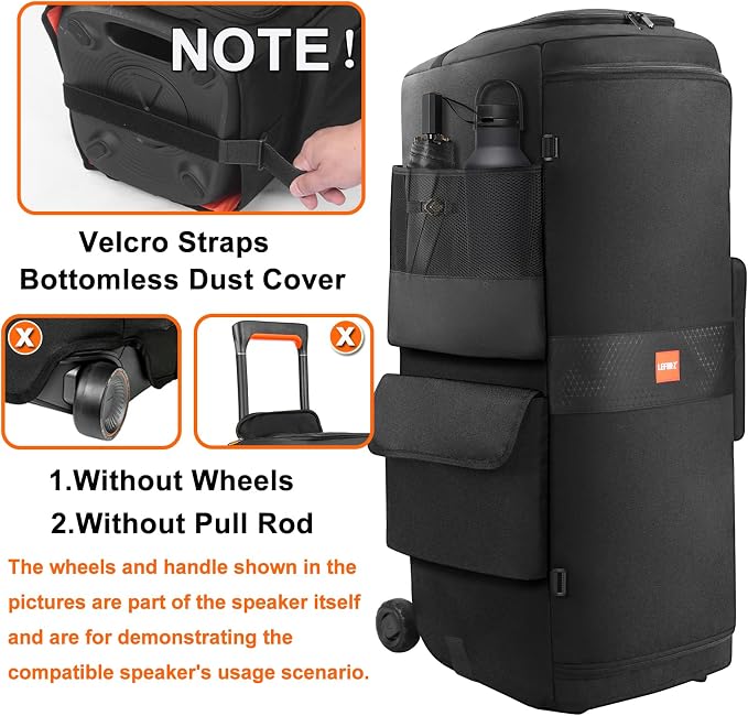 LEFOR·Z Speaker Case Compatible with JBL PartyBox 710,Bottomless Speaker Dust Cover Storage Bag Fits for JBL PartyBox 710 for Outdoor Travel,Black+Orange,Cover Only（NOT For 720） Without Wheels