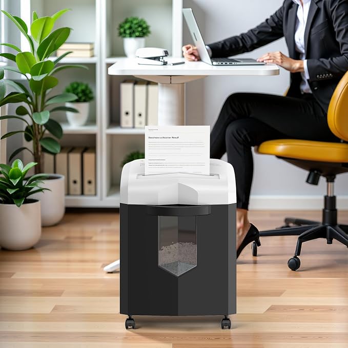 Bonsaii 12-Sheet Micro Cut Paper Shredder, 60-Minute P-4 High Security Shredders for Home Office, Shreds CD/Credit Card/Mail/Staple/Clip, Jam-Proof System with 4.2 Gal Pullout Bin (C266-BW)