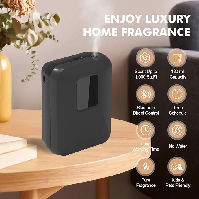 Smart Bluetooth Scent Air Machine for Home, 1000 Sq.Ft Waterless Oil Diffuser with Cold Air Diffusion Tech, Fragrance Diffuser for Essential Oils for Small Room, Office, Hotel, Spa