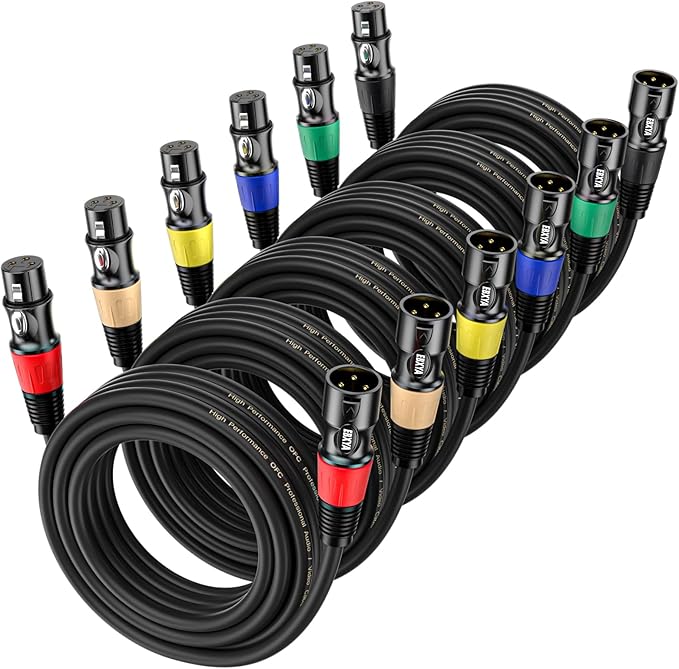 EBXYA 15ft XLR Cables 6-Pack - Male to Female Microphone Cable with Balanced Shielded Speaker Cable