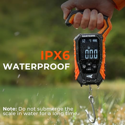 KastKing Weighmaster Mechanical-Digital Fishing Scale, 120 lb Capacity, 2.5" Backlit Display, High-Precision Sensor, 9 Weight Memory, Temperature Detection, IPX6 Waterproof, Fishing Gifts