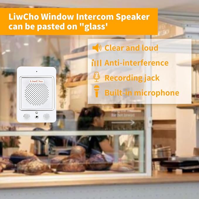Window Speaker Intercom System,Wired Dual-Way Window Counter Intercom, High Power Speaker for Store,Business,Catering.
