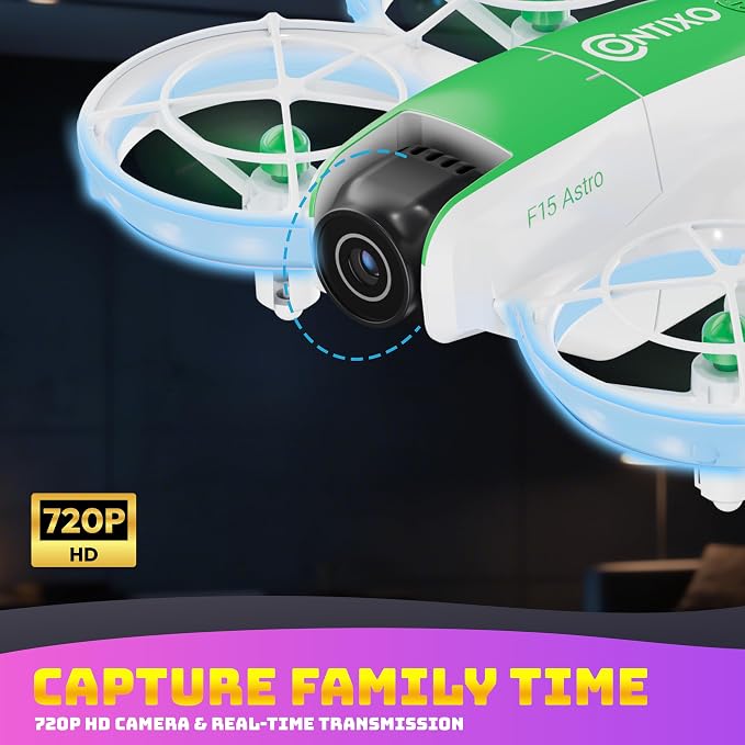 Contixo F15 Astro Mini Drone with 2.4" Screen Remote – 720P HD Dual Camera, Live Video Display, Optical Flow Hover, One-Key Takeoff/Landing, 360° Stunts, 2 Batteries, Beginner Drone for Kids & Adults
