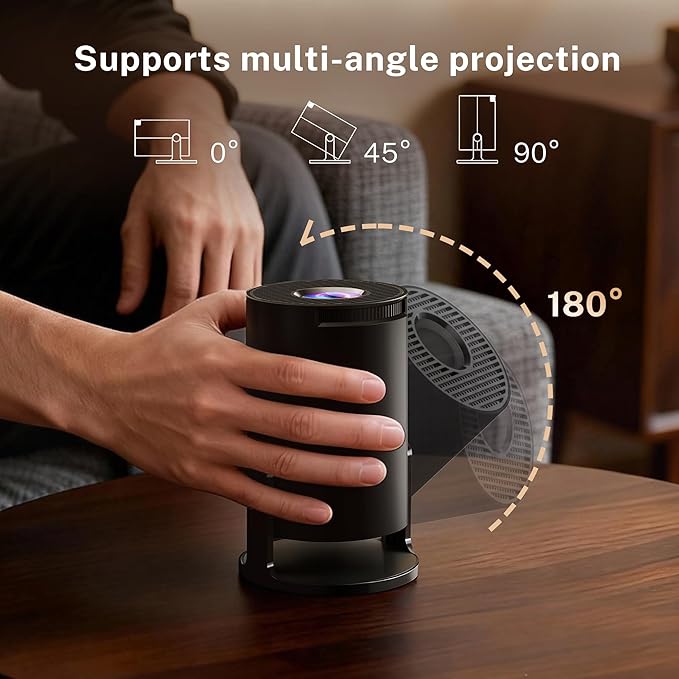 [Built-in Apps & 2025 Upgraded] Mini Projector with Wi-Fi 6 & Bluetooth 5.4, 1080P 4K Support Full HD, Auto Keystone 360° Portable Home Cinema Smart Projector for iOS/Android X1