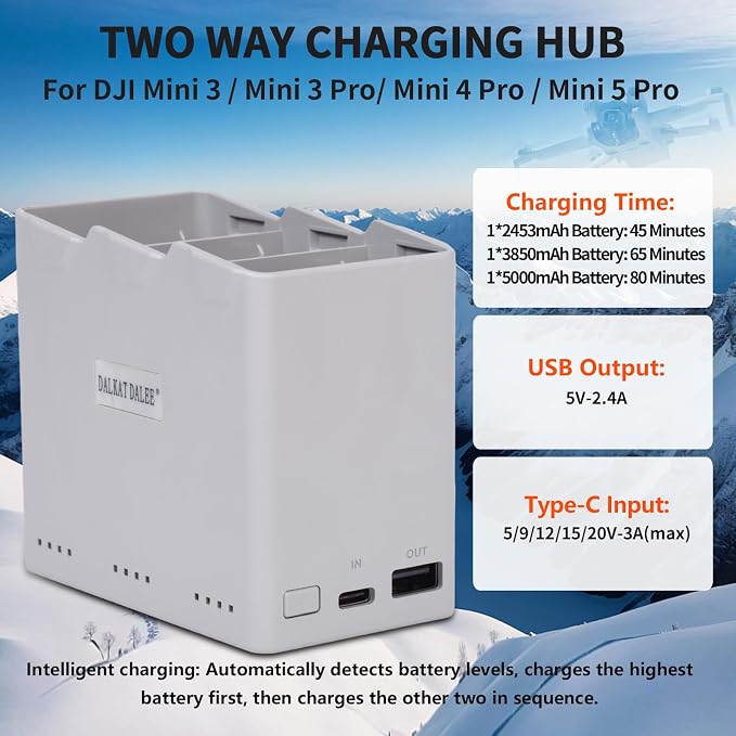 Intelligent Flight Battery Plus (2-Pack) with Two-Way Charging Hub for DJI Mini 4 Pro, Mini 3 Pro, Mini3 drone, 3850mAh 7.38V (2 Batteries with a Bi-Directional Charging Hub)