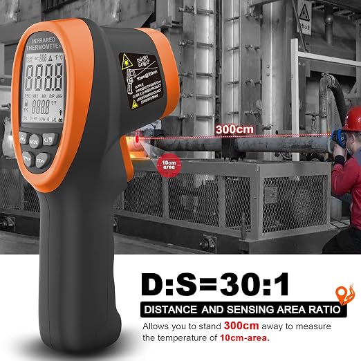 High Temperature Infrared Thermometer, AIOMEST Digital IR Pyrometer 30:1 Measure Temp -58~2732℉, Dual Laser Industrial Termómetro Handheld AI-1500 for HVAC Kilning Casting Pottery Forge