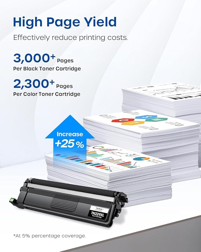 Compatible TN229XL Toner Cartridge Replacement for Brother TN229 XL TN 229XL TN229 Toner Work with Brother HL-L3220CDW MFC-L3720CDW HL-L3280CDW HL-L3300CDW MFC-L3780CDW Printer (BK/C/M/Y-4 Pack)