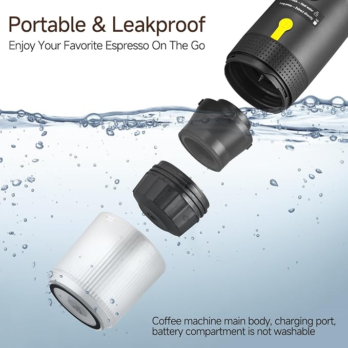Portable Espresso Maker with Intelligent Anti-Dry Burn,25Bar Self-Heating 7Min Electric Mini Coffee Maker,compatible with NS/DG Capsules & Ground Coffee for Travel,RV,Office & Home