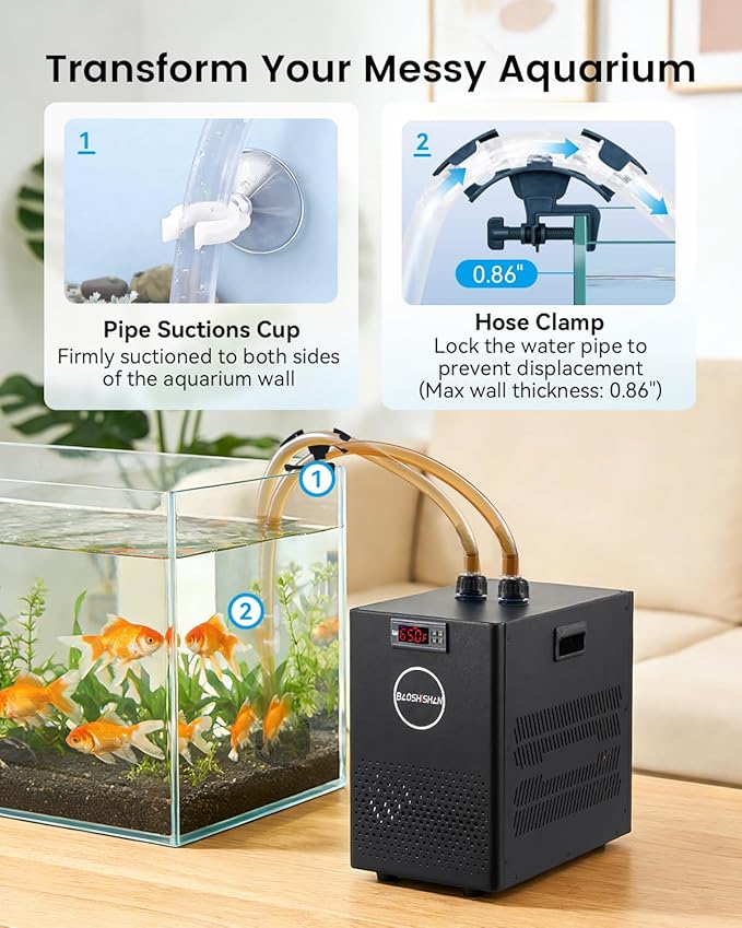 BAOSHISHAN 1/13 HP Aquarium Chiller 26 Gallon 100L Water Cooling System | Quiet Compressor Refrigeration, Precise Cooling Aquarium Water Chiller for Fish, Axolotls, Coral Reef Tanks and Hydroponics