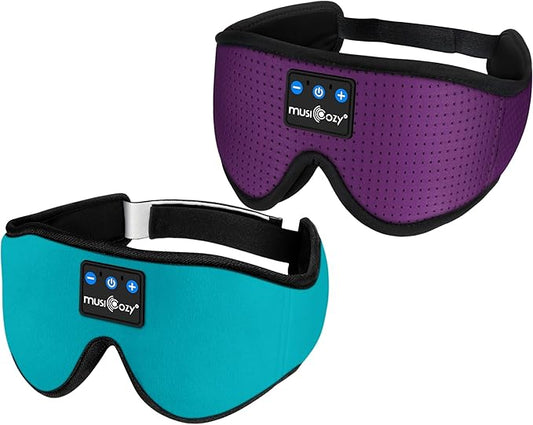 MUSICOZY Sleep Headphones Bluetooth Headband Breathable 3D Sleeping Headphones, Wireless Music Eye Mask Sleep Earbuds for Side Sleepers Office Air Travel Cool Tech Gadgets Unique Gifts, Pack of 2