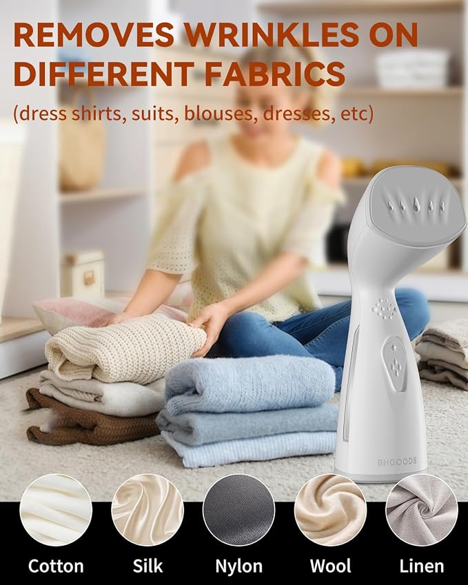 Steamer for Clothes Dual Voltage Travel Steamer 110V-220V for Worldwide Use, Clothes Steamer Handheld Steam Iron Travel Essentials, 1190W Quick Wrinkle Removal, Leakproof, White