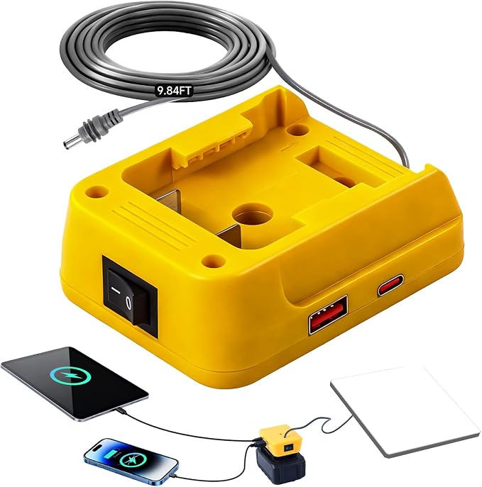 Starlink Mini Battery Adapter Compatible with DeWalt 18V-20V Battery, 9.84FT 18AWG Starlink DC Electronic Power Cord with Independent Button and Low Voltage Protection for Starlink mini Batteries