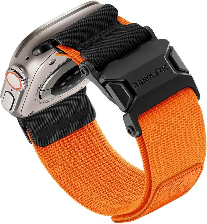 Bandletic Mag Buckle Slim Band Compatible with Apple Watch Bands for Men, Wide Rugged Tactical Military Soft Bands for iWatch Ultra 49mm Series 10 46mm, 9/8/7 45mm, SE2/6/SE/5/4 44mm, 3/2/1 42mm