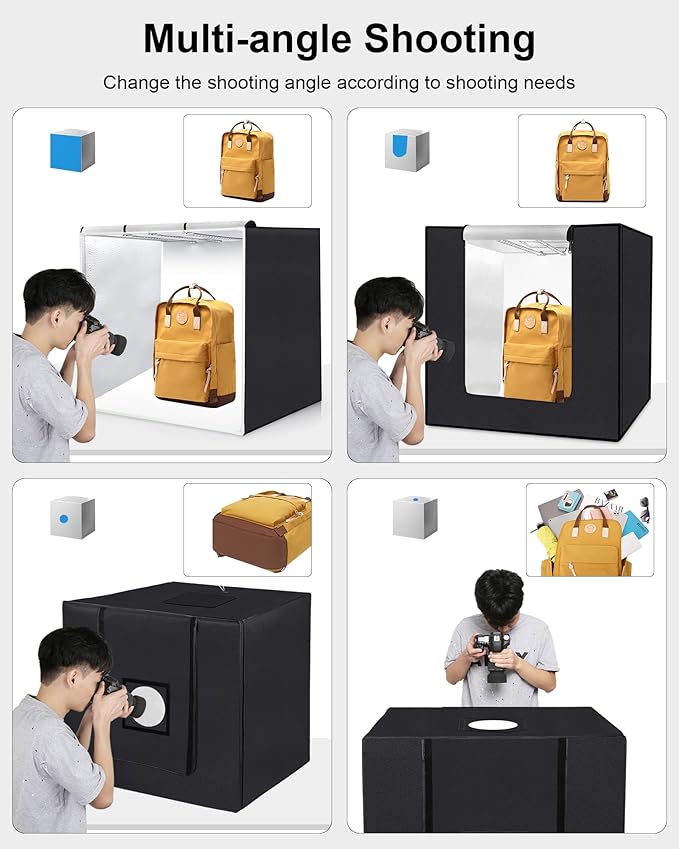 PULUZ 32"x32" Light Box Photography, Large Photo Light Box with 3 Stepless Dimming Light Panel, 234 LED Beads, Professional Photo Booth Shooting Tent Kit with 4 Color Backdrops for Product Photography