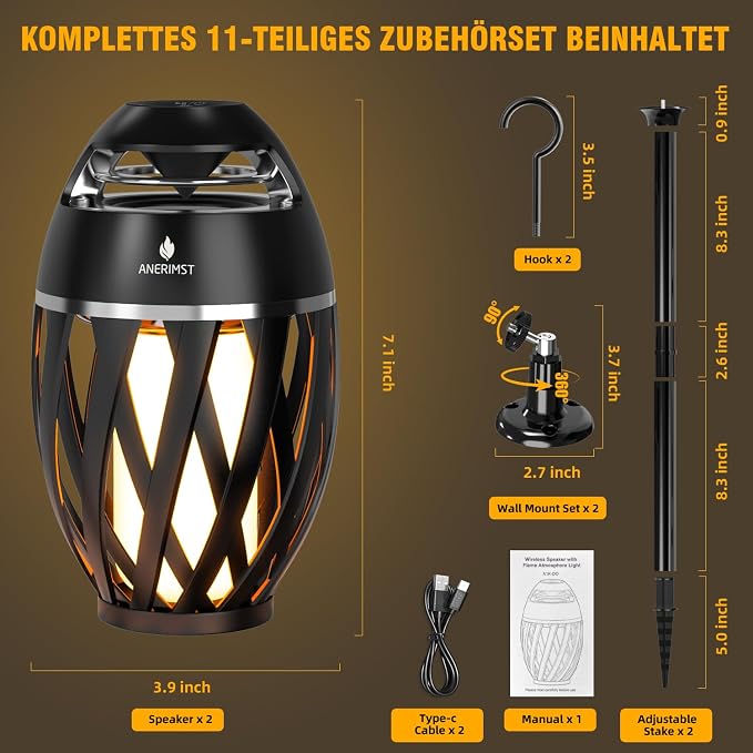 Upgraded Multi-Sync Bluetooth Speakers with Light, Outdoor Speakers Waterproof Auto-Pairing, Unique Gifts for Men, Bluetooth 5.4, 24H Playtime, Loud HD Sound, Cool Gadgets for Home/Patio/Beaches