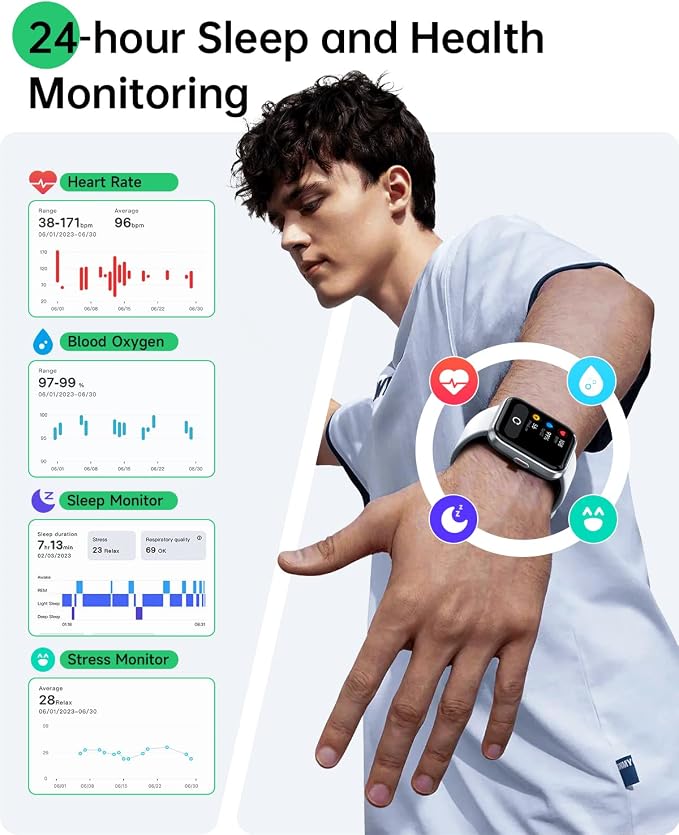 WMK Smart Watches for Women Men (Android/iPhone), 1.83" HD Alexa Smart Watch with Bluetooth Calls/Messages/Reminders, 24/7 Heart Rate/SpO2 Monitor Watch, 120+ Sport Modes Fitness Tracker Watch, Gift