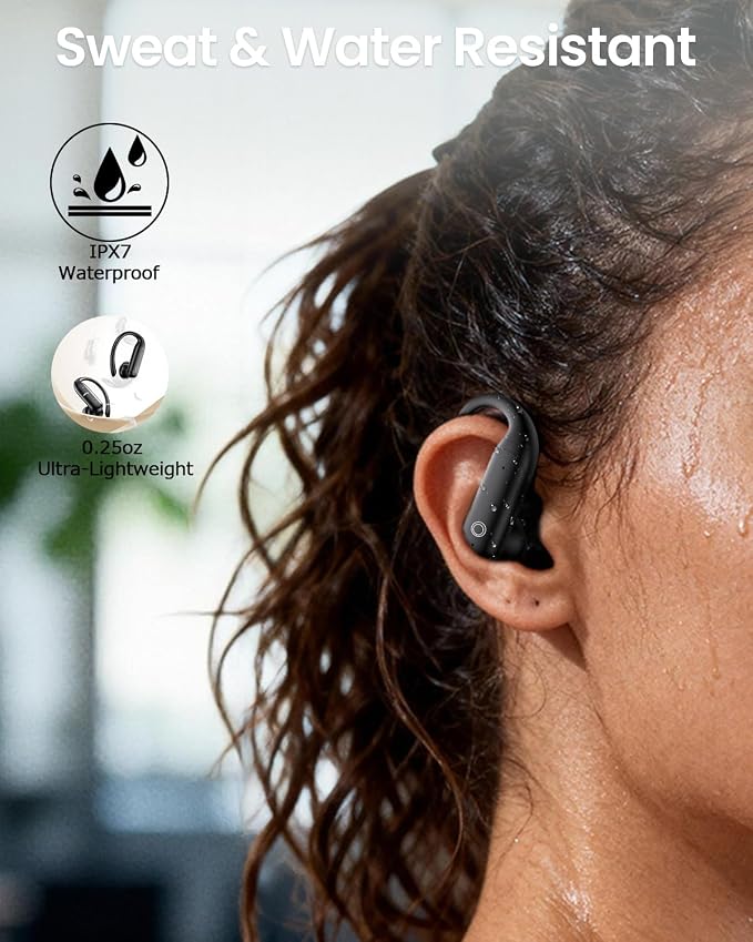 LEEMC 40H Bass Stereo Sound Over-Ear Earphones for iOS, Android, Sports, Workout Wireless Earbuds, Bluetooth Headphones 6.0, Ear Buds with Touch Screen, ANC ENC Noise Cancelling, Black