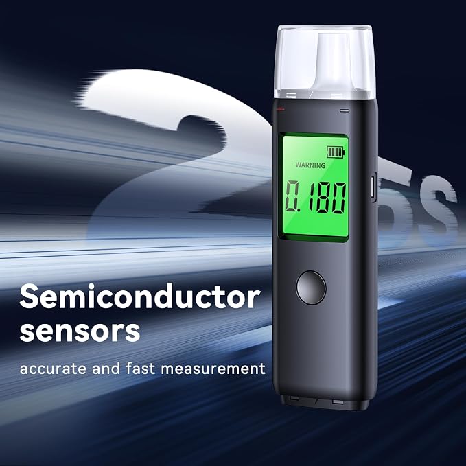 Breathalyzer,Portable Alcohol Tester with Digital LCD Display-Personal Breath Alcohol Detector for Home, Party & Safety-Includes 20 Mouthpieces-Easy to Use with Reliable Results