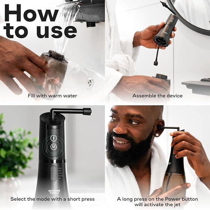 Electric Ear Wax Removal Kit - 5 Modes in 1 Ear Irrigation Flushing System - Water Ear Cleaner for Adults & Kids - Ear Cleaning Kit with Timer, Basin, 4 Tips Included - Advanced Earwax Removal Kit