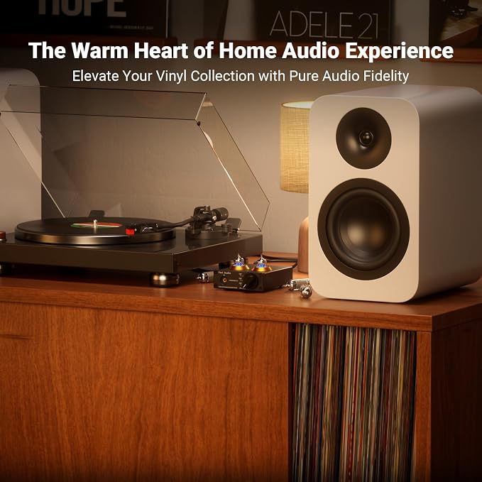 Fosi Audio Box X2 Phono Preamp, Mini Stereo Audio Hi-Fi Preamplifier with Gain Gear, Pre-Amplifier for MM Turntable Phonograph and Record Player, with DC 12V Power Supply