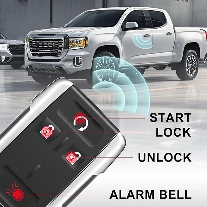 2PCS 4 Buttons Car Remote Key Fob Compatible for 2014-2018 GMC Sierra Chevrolet Silverado 1500 2500 3500, Chevrolet Colorado GMC Canyon 2015-2021