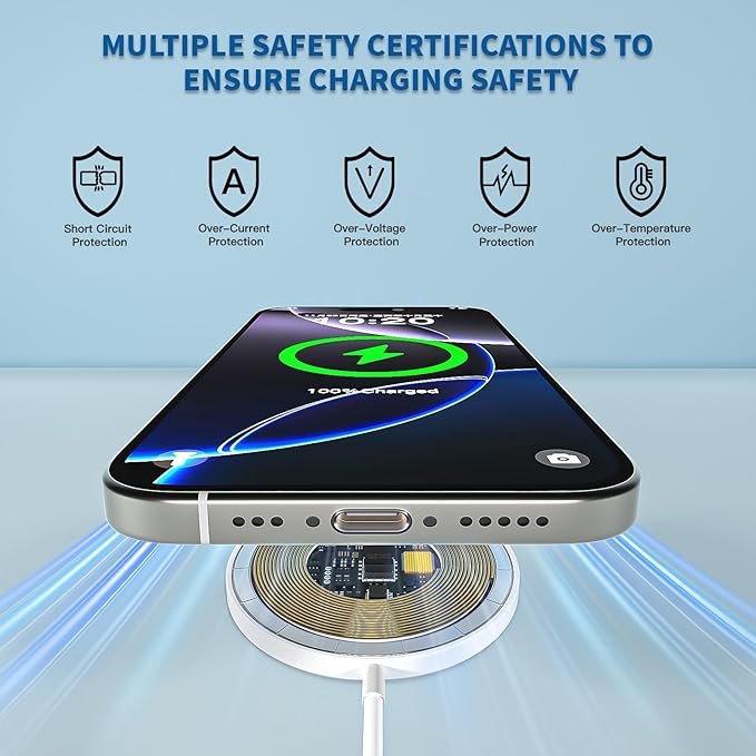 【Apple MFi Certified】Magnetic Wireless Charger 10FT Apple Magsafe Charger,2Pack Fast Mag-Safe Charging Wireless iPhone Charge Pad 10Foot USB C Block Adapter for iPhone 17 16 15 14 13 12 Series,AirPods