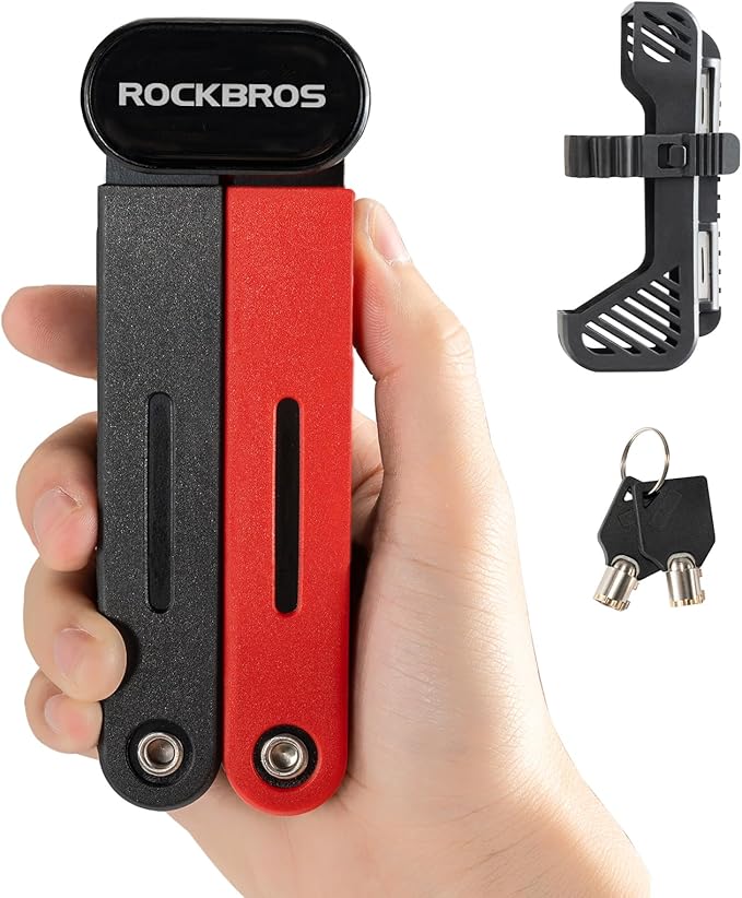 ROCKBROS Folding Bike Lock 120cm/47.24inch with 2 Keys Bike Locks E Bicycle Non Theft Heavy Duty Electric Scooter Lock for Ebike Motorcycle E Bicycle