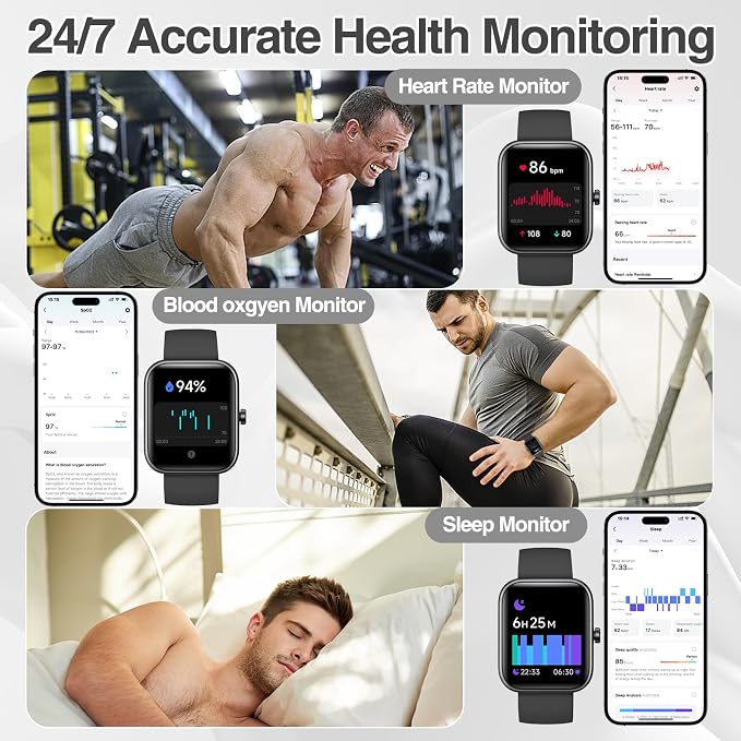 Smart Watch for Women Men with Bluetooth Call, Alexa Built-in Smartwatch, 1.83"DIY Dial Fitness Watch with Sleep Heart Rate Monitor, 110+ Sport Modes, IP68 Waterproof Watch Compatible with Android iOS