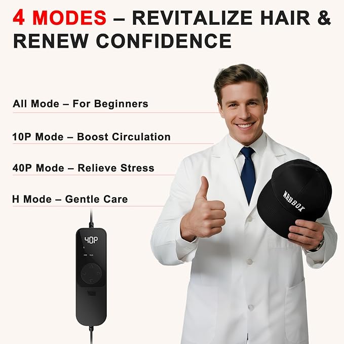 Red Light Hair Growth Cap, 528 Total Light Emitters, Red Light Therapy for Hair,At-Home Scalp Care for Men & Women,Gift Idea,Adjustable Comfort Disgn,Black Cap